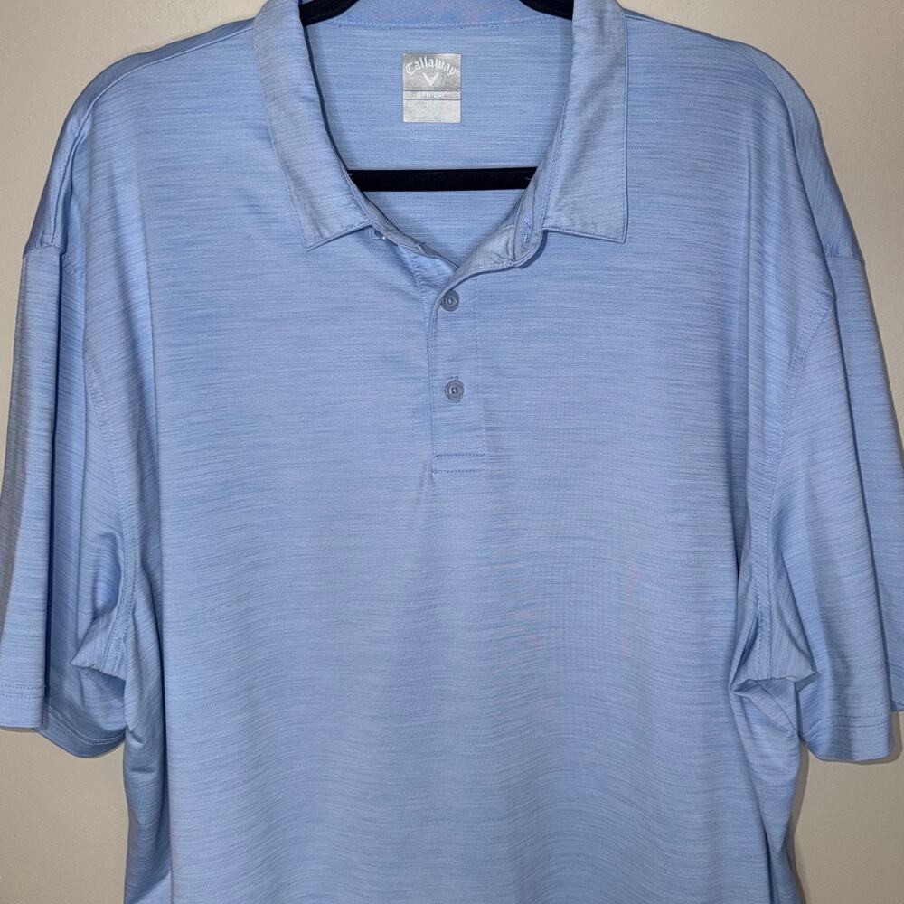 Callaway Mens Size XXL Light Blue Heathered Short Sleeve Opti-Dri Golf Polo